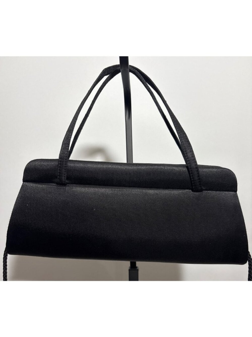 La Regale Black Formal Evening Vintage Clutch Crossbody Shoulder Strap Purse - Picture 6 of 13